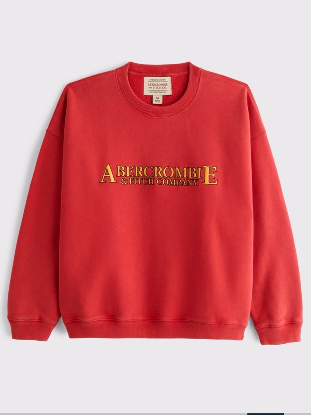 Abercrombie & Fitch Red Crewneck with Yellow Logo